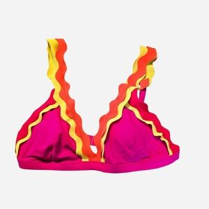 Vibrant Pink and Yellow Bikini Top